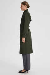 Maxi Length Classic Trench Coat Orolay #color_olive