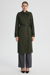 Maxi Length Classic Trench Coat Orolay #color_olive