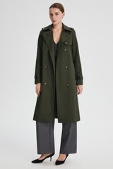 Maxi Length Classic Trench Coat Orolay #color_olive
