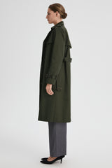 Maxi Length Classic Trench Coat Orolay #color_olive