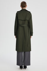 Maxi Length Classic Trench Coat Orolay #color_olive