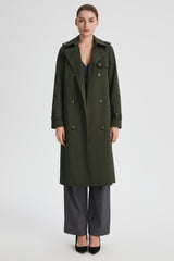 Maxi Length Classic Trench Coat Orolay #color_olive