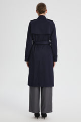 Maxi Length Classic Trench Coat Orolay #color_navy