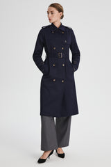 Maxi Length Classic Trench Coat Orolay #color_navy