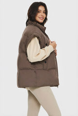 Orolay-Sleeveless Classic Puffer Vest-#color_coffee