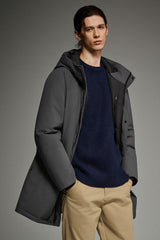 WeatherGuard Mid-Length Hooded Parka Jacket Orolay #color_gray