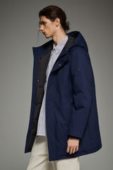 WeatherGuard Mid-Length Hooded Parka Jacket Orolay #color_navy