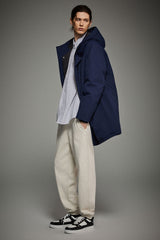 WeatherGuard Mid-Length Hooded Parka Jacket Orolay #color_navy