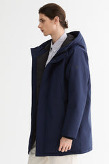 WeatherGuard Mid-Length Hooded Parka Jacket Orolay #color_navy