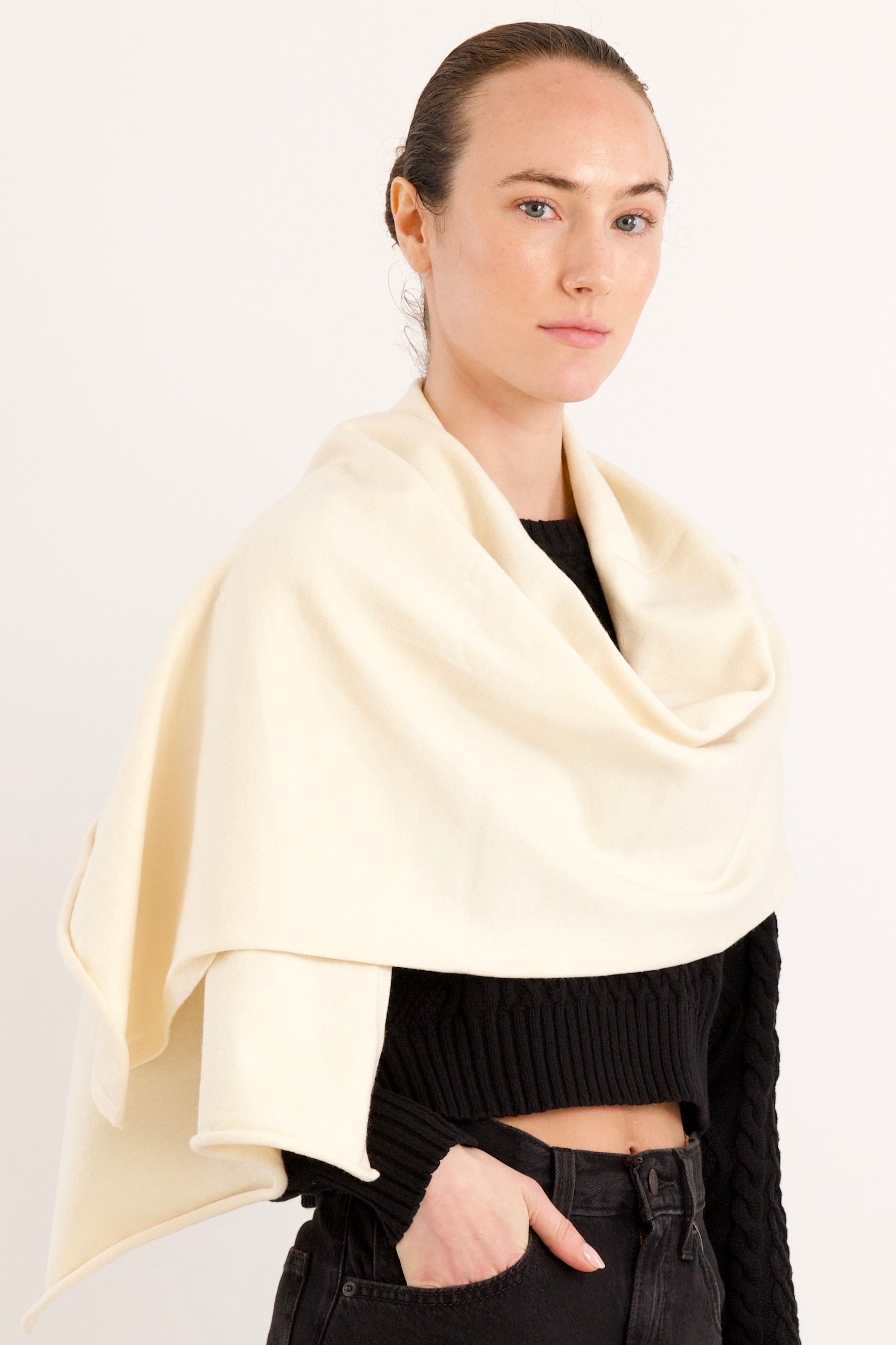 Orolay Wool Blend Knitted Scarf #color_beige