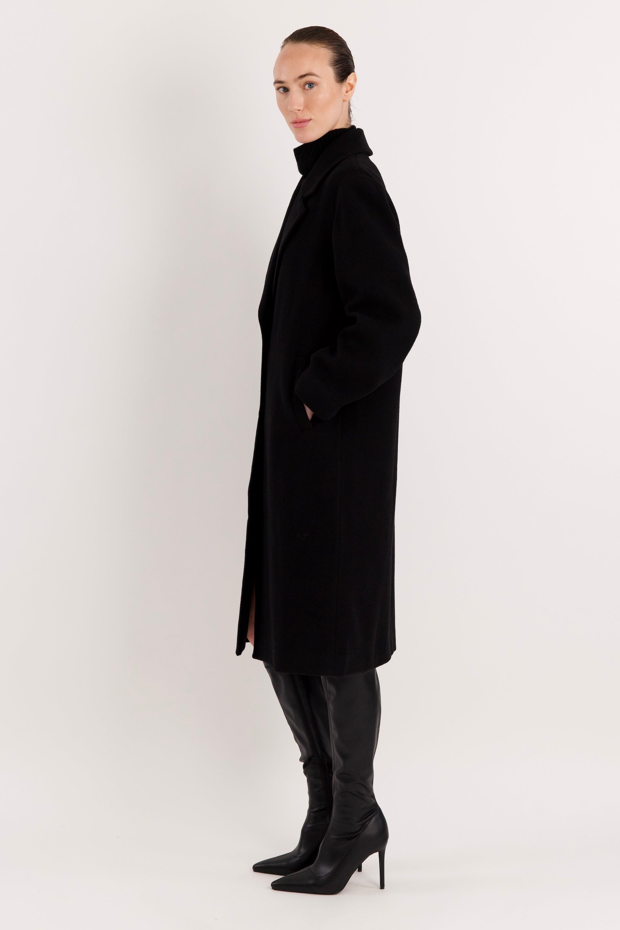 orolay Maxi Wool Coat 4-Button #color_black