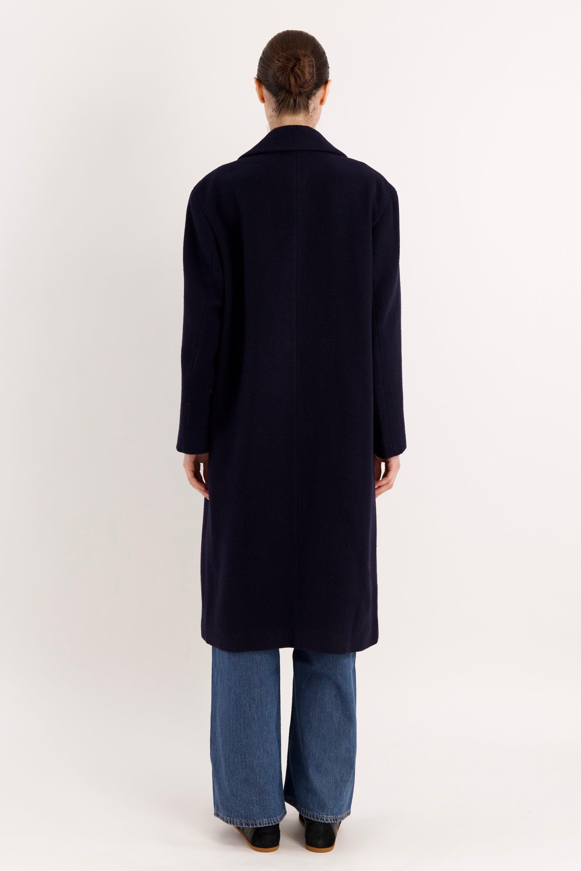 orolay Maxi Wool Coat 4-Button #color_navy