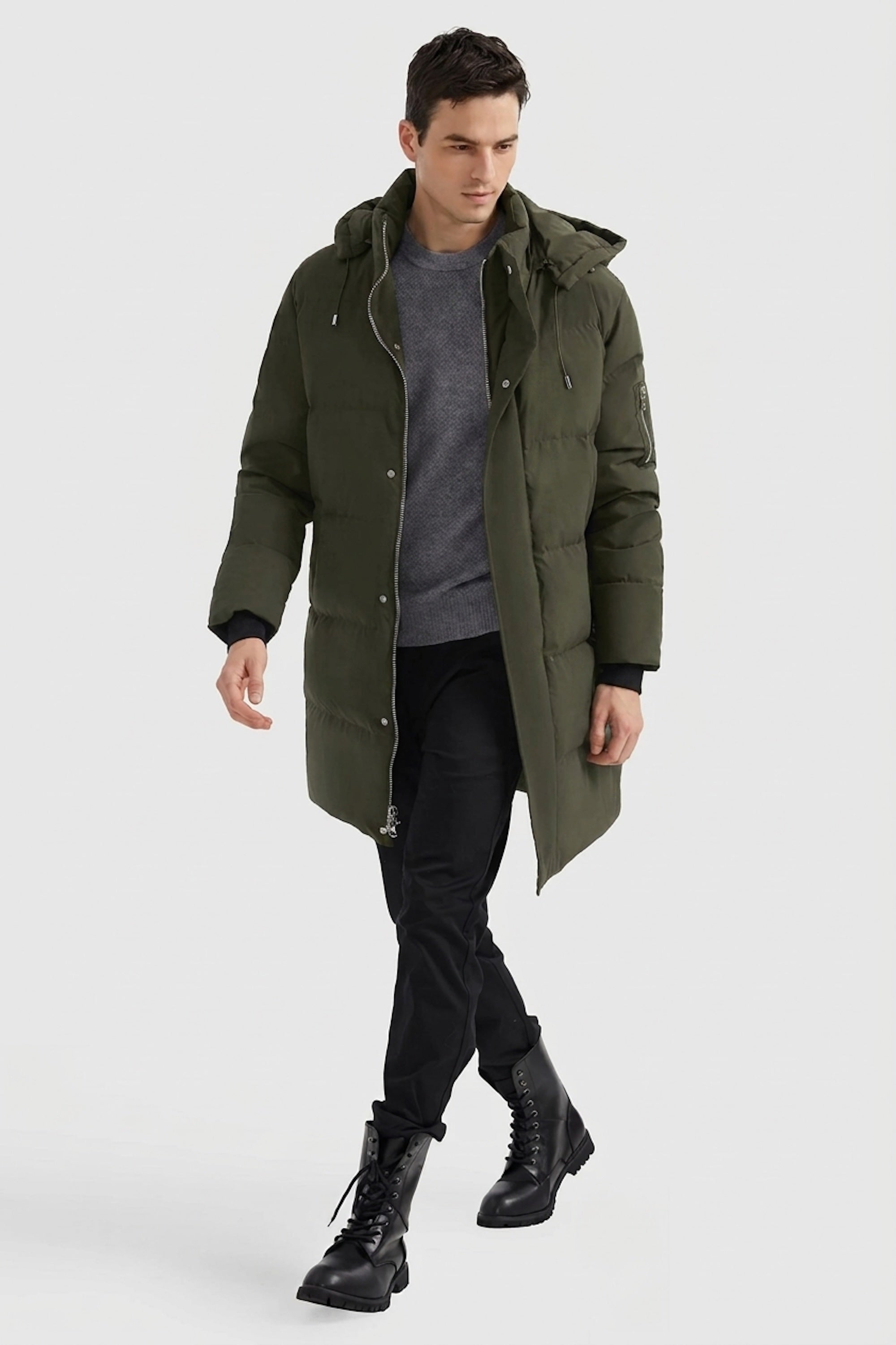 Orolay-Zip Up Snap Button Thickened Down Jacket-#color_rosin