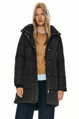 Orolay-Zipper Winter Thickened Puffer Coat-#color_Black