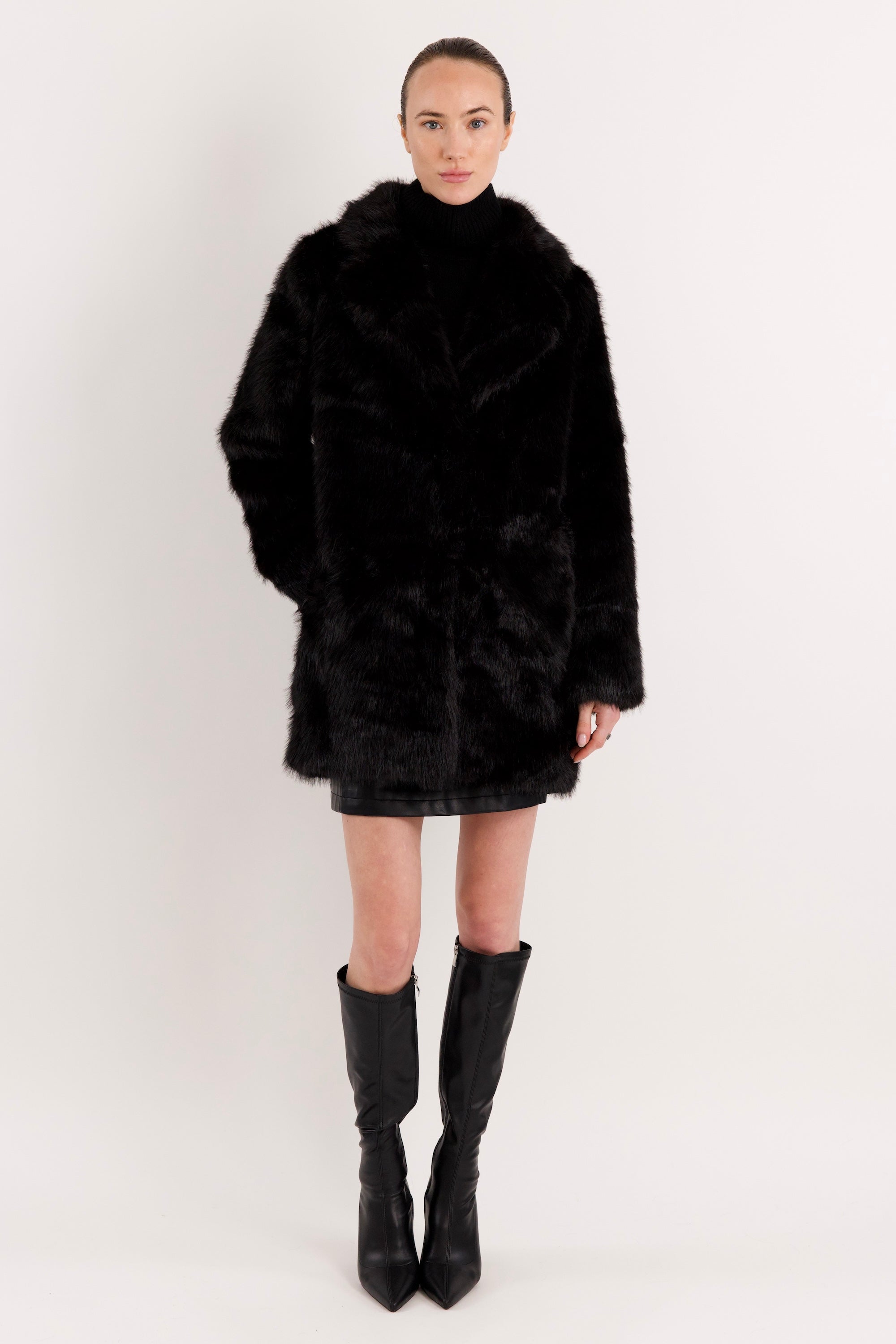 Mid-Length Faux Fur Coat orolay #color_black