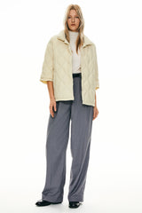 Orolay Puffer Jacket Three-quarter Sleeves Lightweight Oversized #color_beige