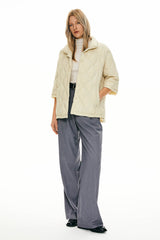 Orolay Puffer Jacket Three-quarter Sleeves Lightweight Oversized #color_beige