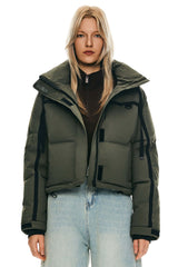 orolay Cropped Puffer Jacket Winter Quilted #color_dark green