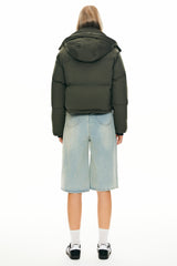 orolay Cropped Puffer Jacket Winter Quilted #color_dark green