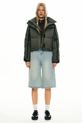 orolay Cropped Puffer Jacket Winter Quilted #color_dark green