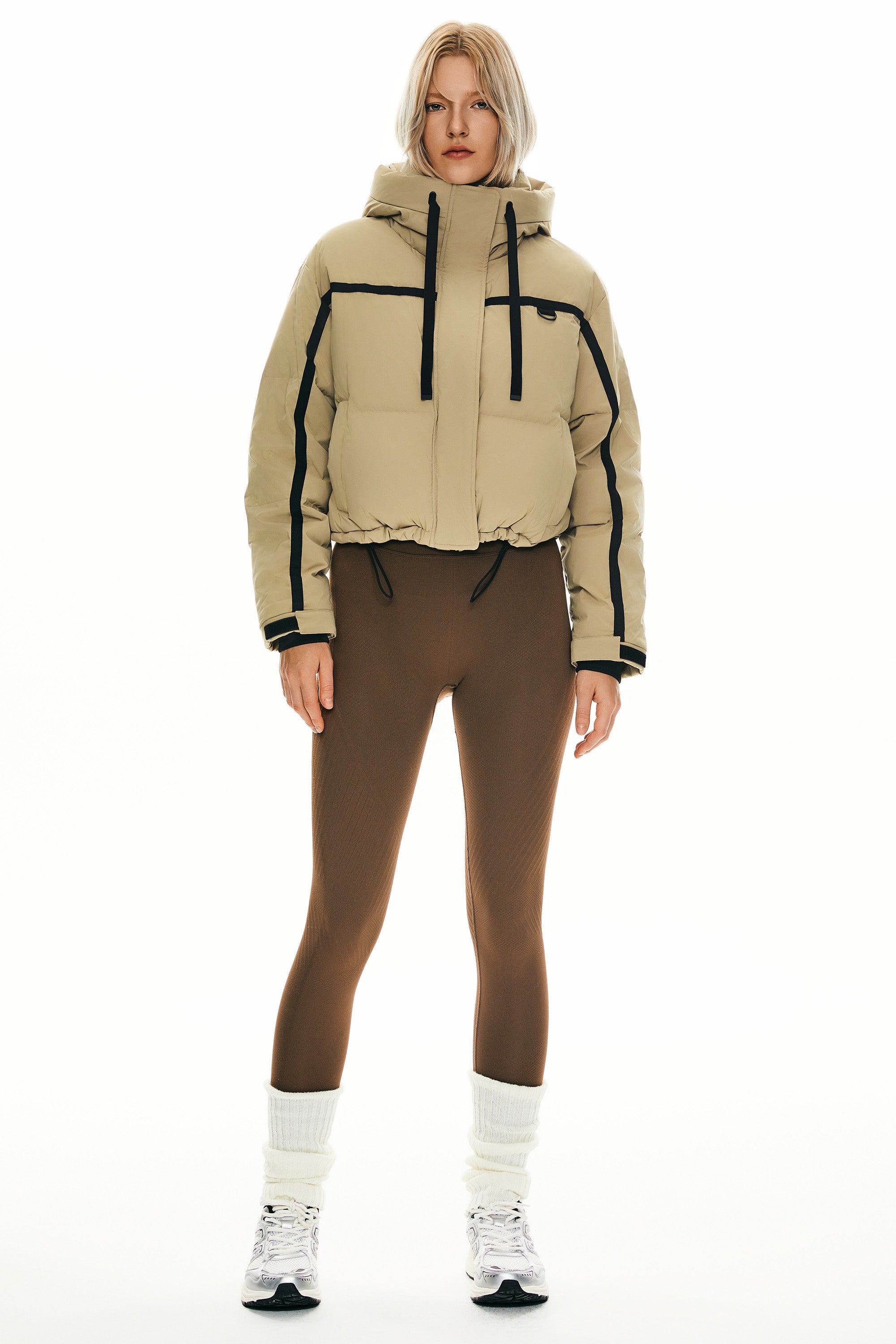 orolay Cropped Puffer Jacket Winter Quilted #color_khaki