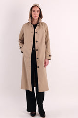 Long Single-Breasted Trench Coat #color_Frosted Almond