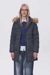 Orolay-Faux Fur Qulited Puffer Down Jacket-#color_Fiery Red,Peat Moss,black,white,Majolica Blue