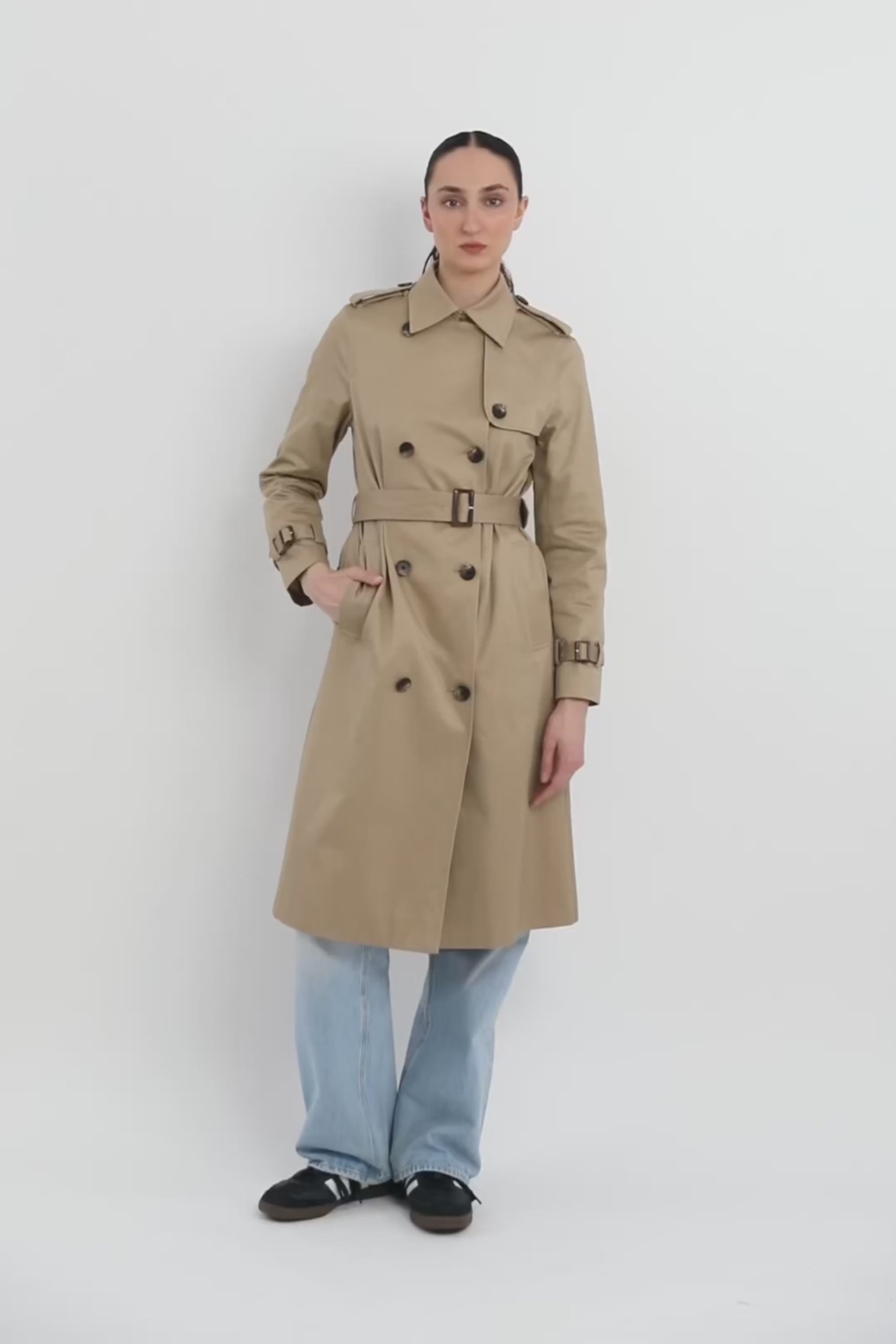Maxi Length Classic Trench Coat Orolay #color_Khaki,coffee,black,navy,olive
