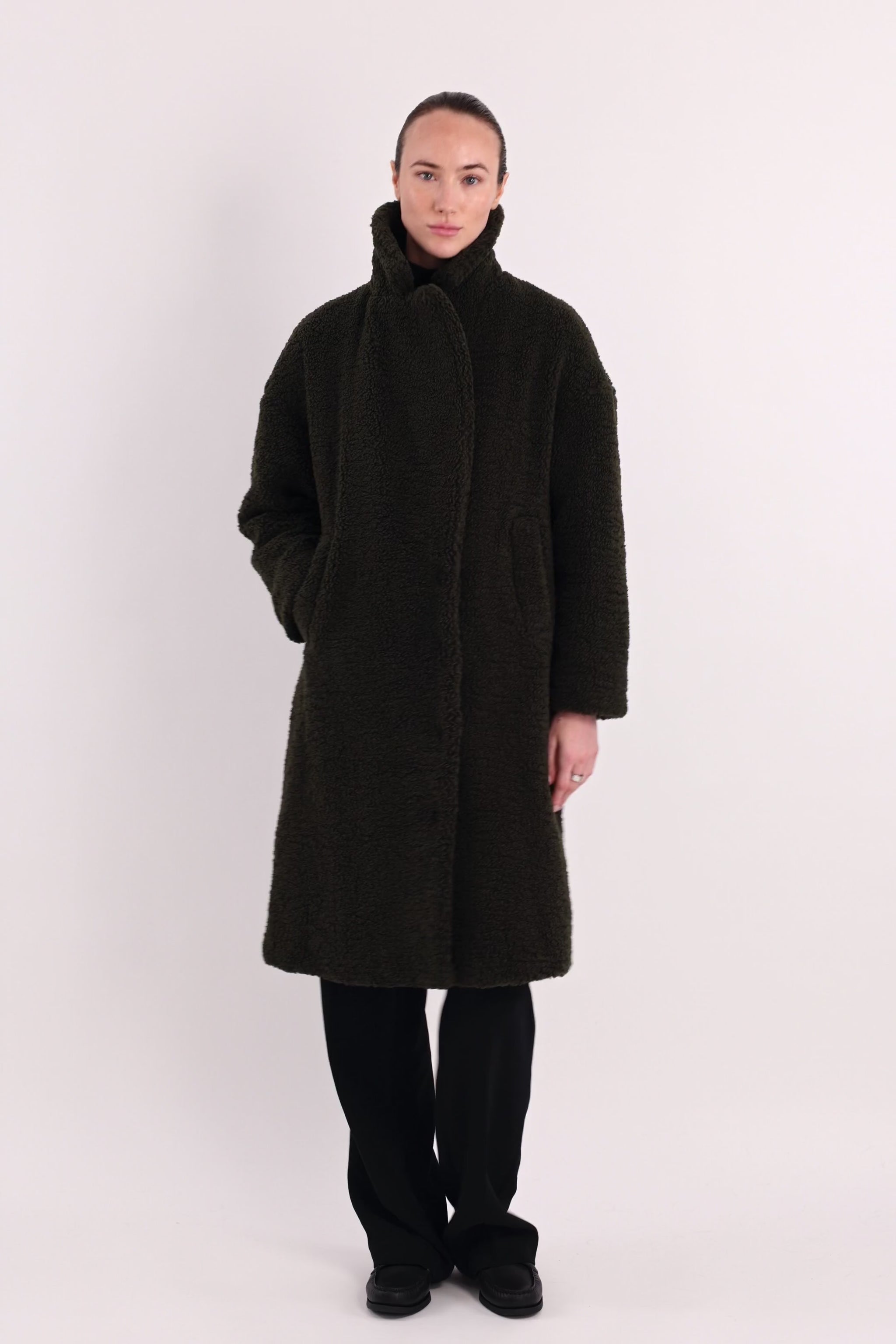 Orolay-Knee-Length Fleece Lapel Down Coat-#color_khaki,army green,black,Nuthatch,tan
