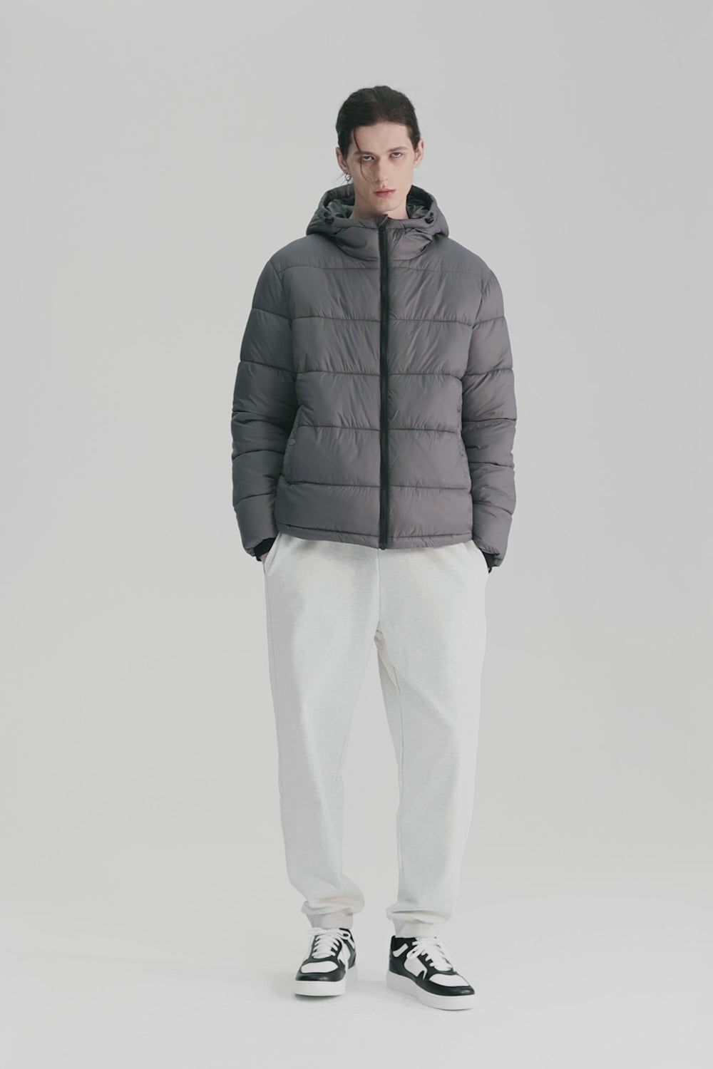 Essential Hooded Puffer Jacket with Quilted Finish OROLAY #color_olive,black,gray,coffee