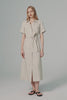 Classic Linen Maxi Dress Orolay #color_Natural Ecru,white,Dark night navy
