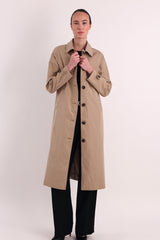 Long Single-Breasted Trench Coat #color_Frosted Almond