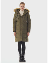 Orolay-Windproof Puffer Fur Hooded Down Coat-#color_Tofu,Black,Peat Moss,Sand,Racing Red