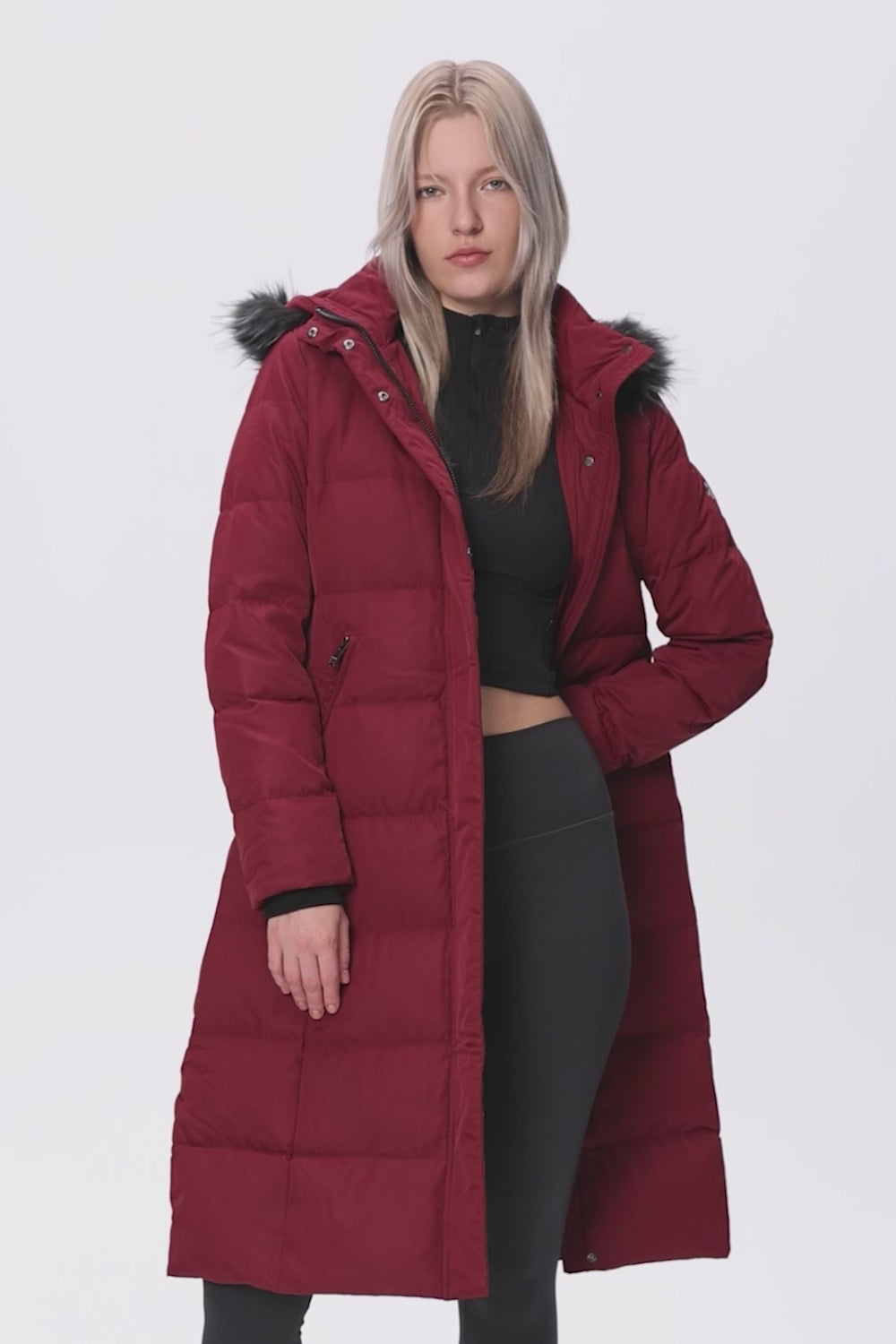 Long Puffer Faux Fur Hood Down Coat - Orolay, #color_Syrah,Sea Turtle,black,Blueprint