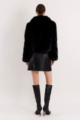 Orolay Cropped Faux Fur Coat #color_black