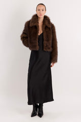 Orolay Cropped Faux Fur Coat #color_coffee