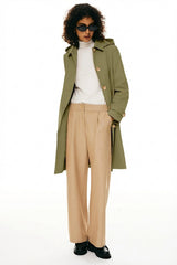 Orolay-Single-Breasted Trench-#color_Army Green