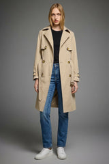 Trench-women 3/4 Belted Double-Breasted Trench from Orolay - #color_Frosted Almond