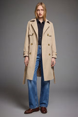 Trench-women 3/4 Belted Double-Breasted Trench from Orolay - #color_Frosted Almond