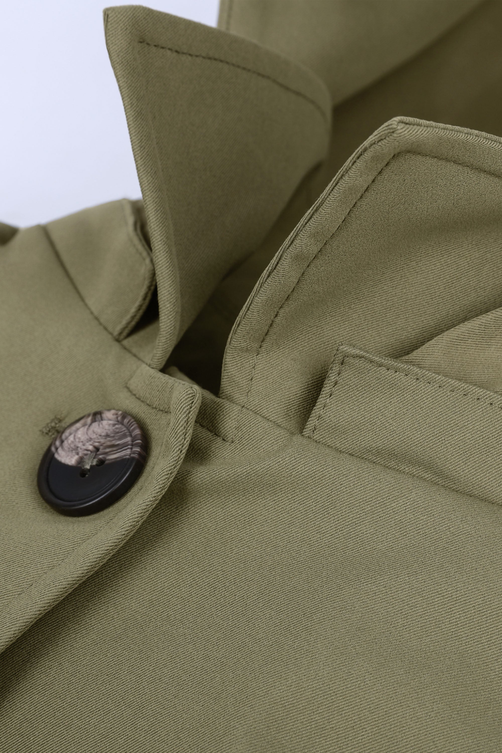 Orolay-Single-Breasted Trench-#color_Army Green