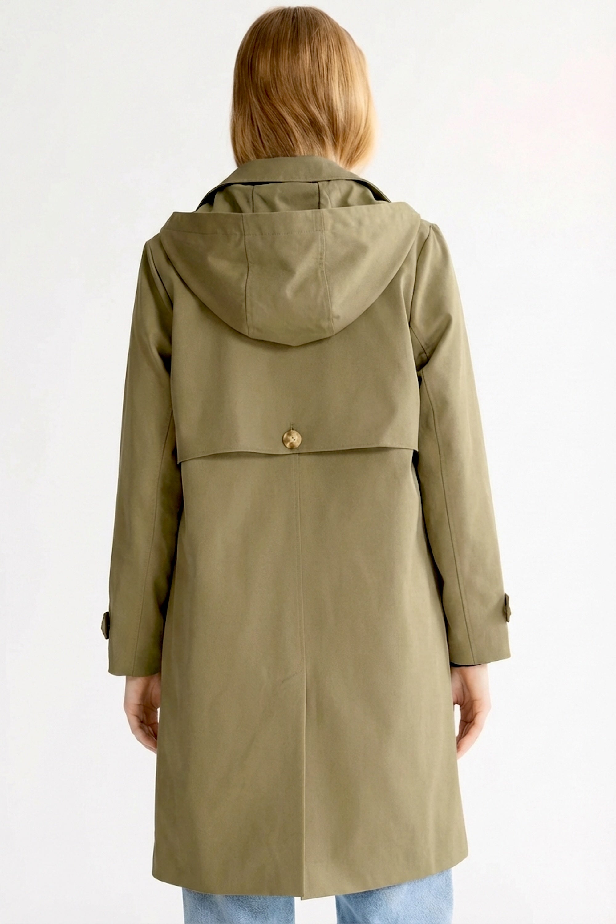 Orolay-Single-Breasted Trench-#color_Army Green